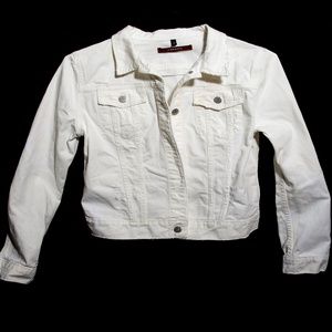 White Denim Distressed Jean Jacket